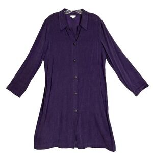 Vintage Shirt Dress Women Sz Large Lagenlook Long Lines Minimalist Classic USA